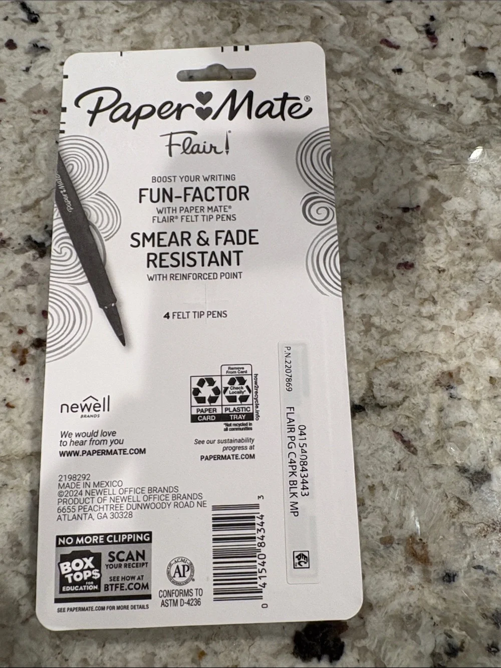 Paper Mate Black Flair Felt Tip No Bleed Pens